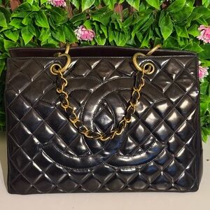 VERY RARE ZERO SERIES CHANEL GRAND SHOPPING TOTE BLACK BROWN LEATHER BAG 24k